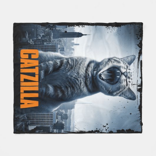 Catzilla Funny Cat Meme Fleece Deken (Voorkant (Horizontaal))