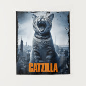 Catzilla Funny Cat Meme Poster Tapestry Wandkleed (Voorkant)