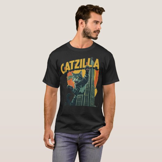 Catzilla Funny Cat Meme T-shirt (Voorkant volledig)
