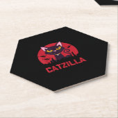 Catzilla Funny Cat Monster Kartonnen Onderzetters (Schuin)