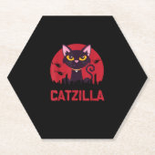 Catzilla Funny Cat Monster Kartonnen Onderzetters (Voorkant)