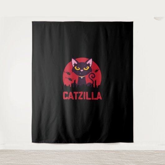 Catzilla Funny Cat Monster Wandkleed (Voorkant)