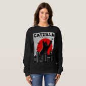 Catzilla Funny Cat Shirt, Funny Cat T-shirt, Cat L Trui (Voorkant volledig)