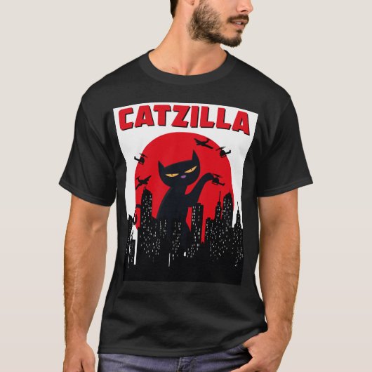 Catzilla Funny Cat Shirt, Funny Cat T-shirt, Cat T-shirt (Voorkant)