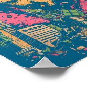 Catzilla Funny Giant Cat Monster Kaiju Japanese Ka Poster (Hoek)