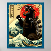 Catzilla Funny Japanese Style  Poster (Voorkant)