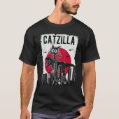 Catzilla Funny Retro Cat Kitten Riding T.Rex Lover T-shirt (Voorkant)