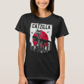 Catzilla Funny Retro Cat Kitten Riding T.Rex Lover T-shirt (Voorkant)