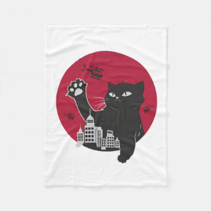 Catzilla - Giant Black Cat parodie op de stad Fleece Deken