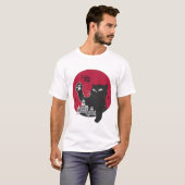 Catzilla - Giant Black Cat parodie op de stad T-shirt (Voorkant volledig)