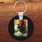 Catzilla Grappige Japanse Stijl  Sleutelhanger (Voorkant)