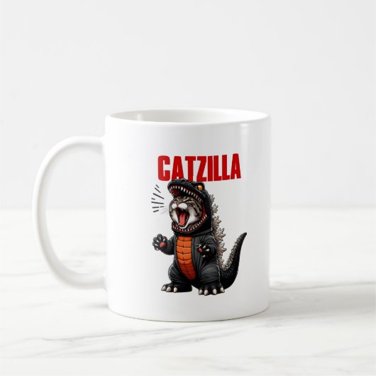 Catzilla - Grappige kat Godzilla Mashup Koffiemok (Links)