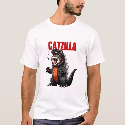 Catzilla - Grappige kat Godzilla Mashup T-shirt (Voorkant)