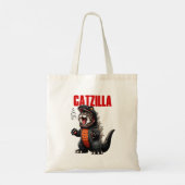 Catzilla - Grappige kat Godzilla Mashup Tote Bag (Achterkant)