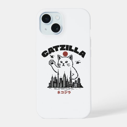 Catzilla – Grappige Kat Godzilla Parodie iPhone 15 Case (Achterkant)