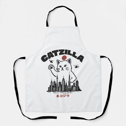 Catzilla - Grappige kat Godzilla parodie Schort (Voorkant)