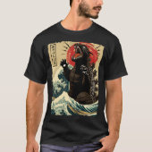 Catzilla Grappige Kat Japanse Kunst Kitten Kat Lie T-shirt (Voorkant)