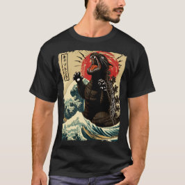 Catzilla Grappige Kat Japanse Kunst Kitten Kat Lie T-shirt