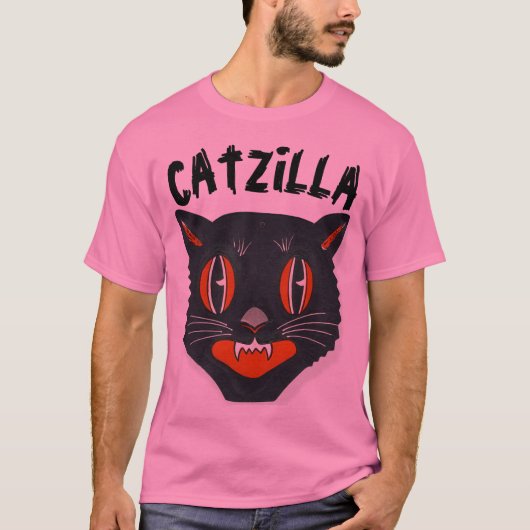 CATZILLA, Grappige Mannen Parodie Kat T-shirts (Voorkant)