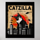  Catzilla - Grappige smoking kat en kitten Poster (Voorkant)