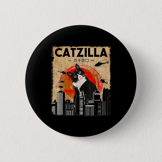  Catzilla - Grappige smoking kat en kitten Ronde Button 5,7 Cm (Voorkant)