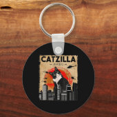  Catzilla - Grappige smoking kat en kitten Sleutelhanger (Voorkant)