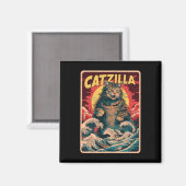 Catzilla Japanese Art Funny Cat Graphic Magneet (Voorkant / Achterkant)