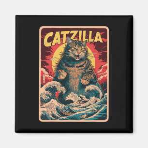 Catzilla Japanese Art Funny Cat Graphic Magneet