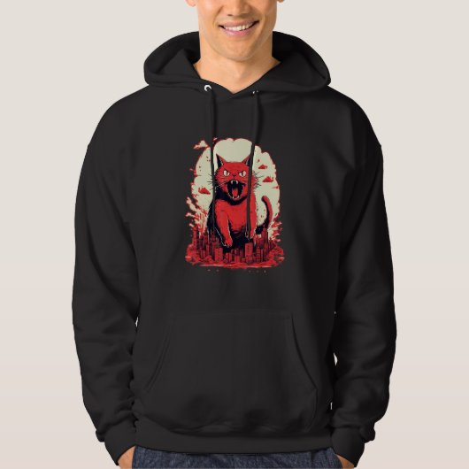 Catzilla Japanese Cute Cat Stuff Cat  Cat Mom Cat  Hoodie (Voorkant)
