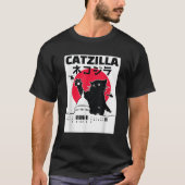 Catzilla Japans Kat Retro Zonsondergang Stad T-shirt (Voorkant)