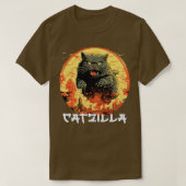 Catzilla Japans Sunset Funny Cat Parodie  T-shirt (Design voorkant)