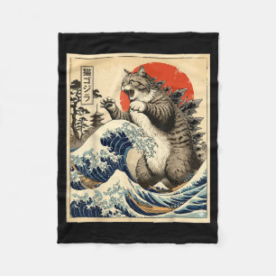 Catzilla Japanse Kunst Kattenliefhebber Grafische  Fleece Deken
