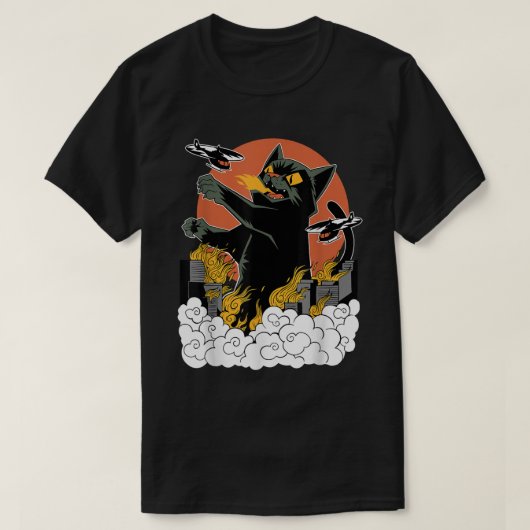 Catzilla Japanse Vuurkat Kaiju Kunst T-shirt (Design voorkant)