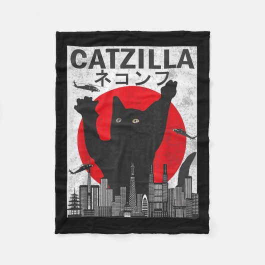  Catzilla Japanse zonnebank Kat Kitten Fleece Deken (Voorkant)
