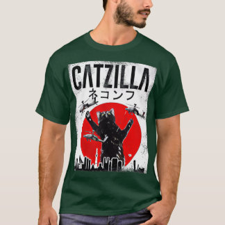  Catzilla Japanse zonnebank Kat Kitten T-shirt