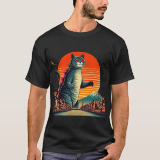  Catzilla Japanse zonnebank Kat Kitten T-shirt