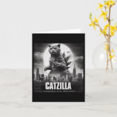 Catzilla Kat Japans Kunst Grappig Kaart (Gele Bloem)