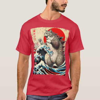 Catzilla Kat Japans Kunst Grappig Kussen T-shirt