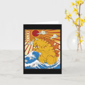 Catzilla Kat Japanse Anime Kawaii Grappige Geschen Kaart (Gele Bloem)