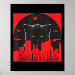 Catzilla Kat Japanse Kat Grappige Catzilla Poster