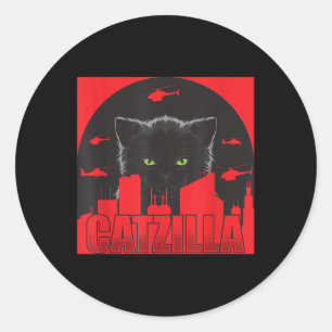 Catzilla Kat Japanse Kat Grappige Catzilla Ronde Sticker