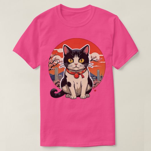 Catzilla Kat Japanse Kunst Grappige Kat Gifts T-shirt (Design voorkant)