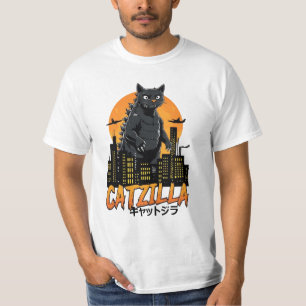 Catzilla Kat Japanse Kunst Grappige Kat Gifts T-shirt
