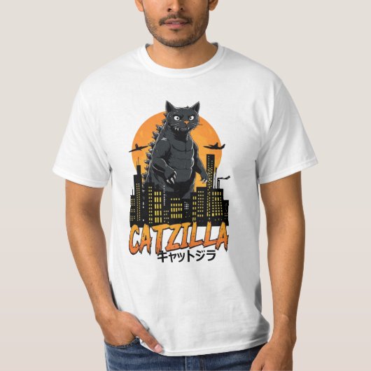 Catzilla Kat Japanse Kunst Grappige Kat Gifts T-shirt (Voorkant)
