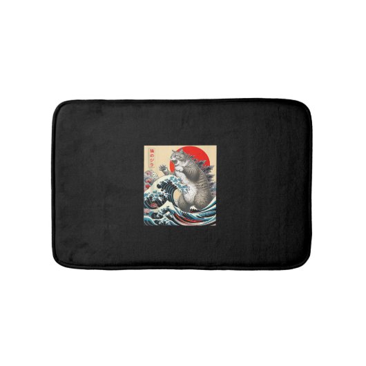 Catzilla Kat Japanse Kunst Grappige Kat Gifts Voor Badmat (Voorkant)