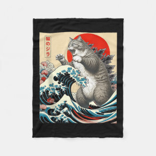 Catzilla Kat Japanse Kunst Grappige Kat Gifts Voor Fleece Deken