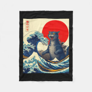 Catzilla Kat Japanse Kunst Grappige Kat Gifts Voor Fleece Deken