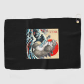 Catzilla Kat Japanse Kunst Grappige Kat Gifts Voor Golfhanddoek (Horizontaal)