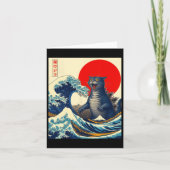 Catzilla Kat Japanse Kunst Grappige Kat Gifts Voor Kaart (Voorkant)