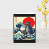 Catzilla Kat Japanse Kunst Grappige Kat Gifts Voor Kaart (Gele Bloem)